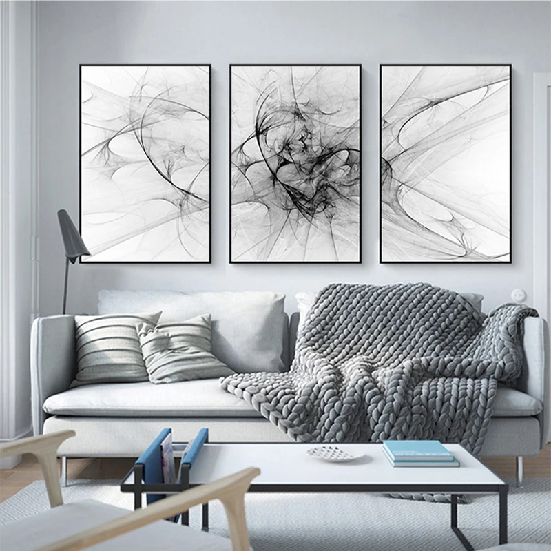 

Abstract Line Black and White Posters Minimalist Modern Canvas Paintings Prints Wall Art Picture Living Room Interior Home Decor