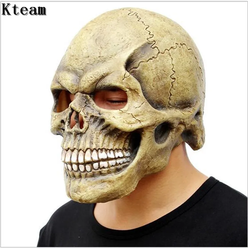 New Scary Party Masks Latex Skull Mask Full Head Face Breathable Halloween Mask Fancy Dress Party Cosplay Costume Theater Toy