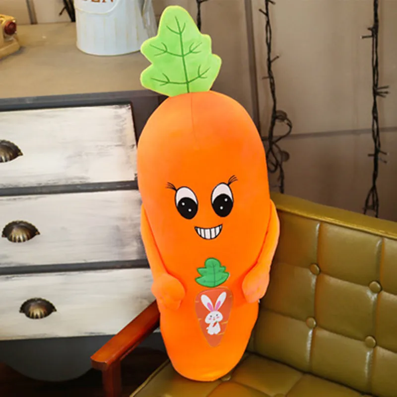 Juguetes de peluche de zanahoria grandes y bonitos, muñecos con cojín relleno de algodón PP suave, almohadas para dormir de alta calidad, decoración para dormitorio, 3 tamaños