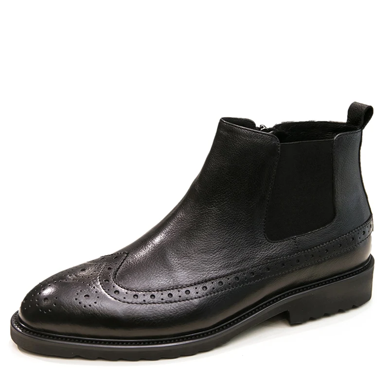 

Men Cow Suede Leather Chelsea Boots Ankle Handmade Luxury Trainers Spring Brogue Shoes Slip-On Male Business Casual Shoes Boots