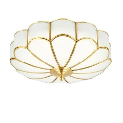 American Copper Body Ceiling Lights Glass Lampshade With E27E26 Led Lamp for Home Store Luxury Foyer Decoration Lighting Fixture