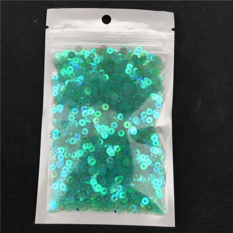 2000pcs(10g) 4mm Transparent Mint Green Flat Round Loose Sequins Paillettes Sewing Wedding Craft for Women Garment Accessories