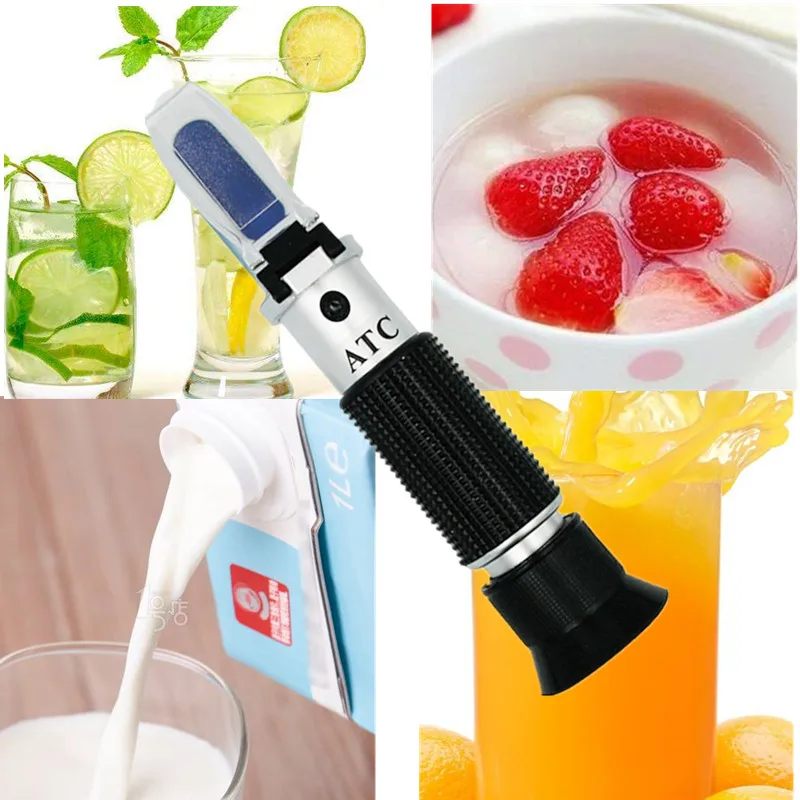 Handheld Sugar Refractometer 0-90% Brix Content Juice Liquids Tester with ATC Measurement Tool Sauce Meter for Honey