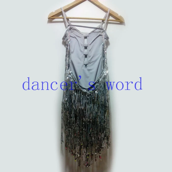 New style latin dance costume sexy silver tassel latin dance competition dress for women child latin dance dresses S-4XL F25