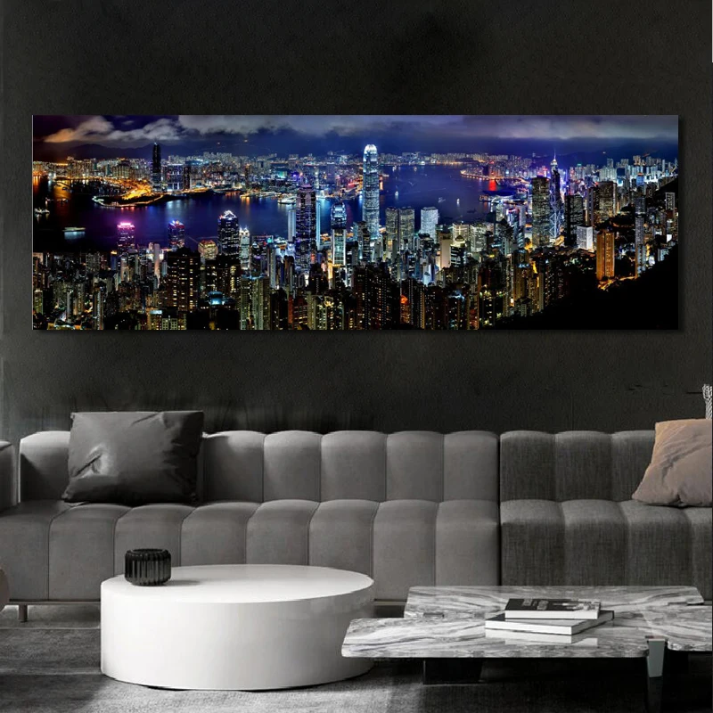 Landscape Posters and Prints Wall Art Canvas Painting City Night Scene Decorative Pictures