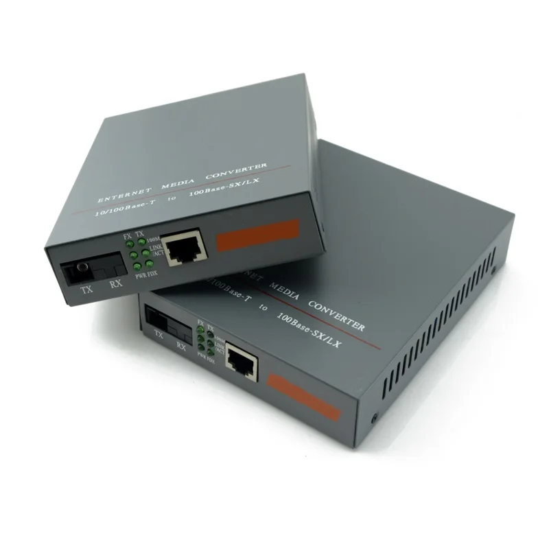 

2pcs 1 pair 10/100M Fiber Optic Media Converter Singlemode Single Fiber SC Port 25KM with Internal Power Supply