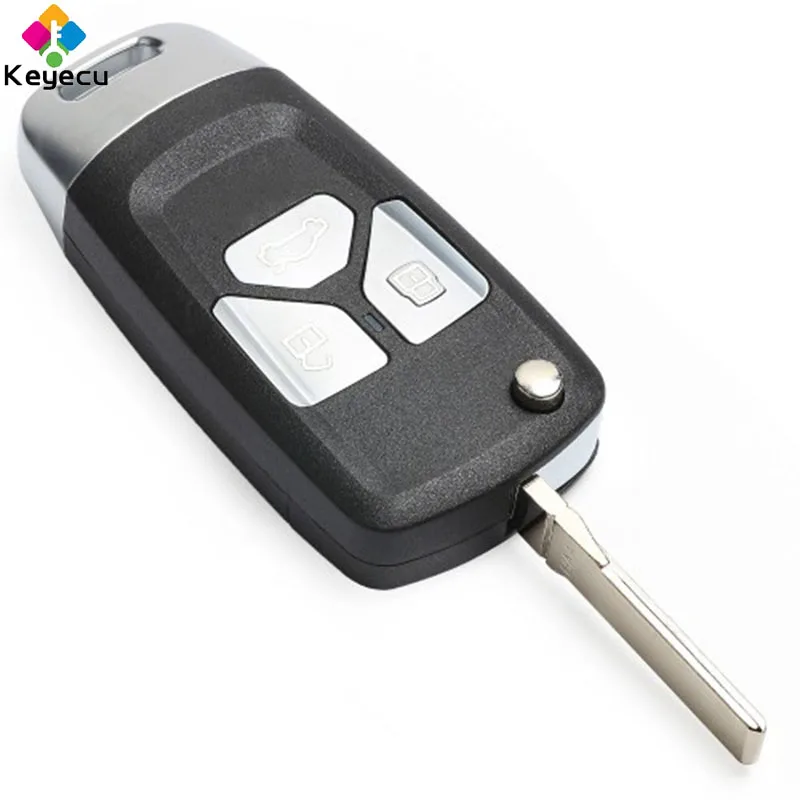 KEYECU Upgraded Flip Remote Car Key With 434MHz ID48 Chip for Audi A3 S3 A4 S4 TT 2005-2013 Fob P/N: 8P0837220D 8P0 837 220 D