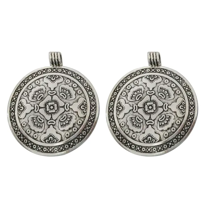 ZXZ 5pcs Bohemian Boho Large Flower Floral Medallion Charms Pendants for Jewelry Making Findings 54x46mm