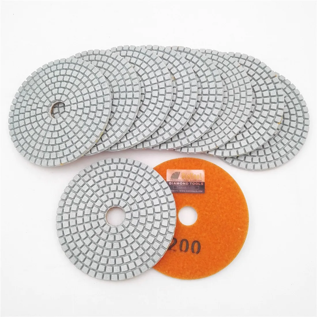 Shdiatool 10 Pcs 100 Milímetros Grit 200 Professional Branco Diamante Molhado Almofadas de Polimento de Resina Bond Lixar Discos Disco de Polimento de Pedra