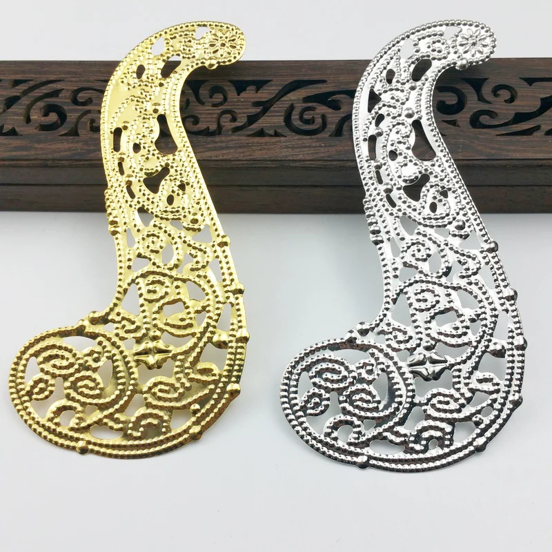 10pcs 120mm  Filigree  flower Wraps Metal Charms For Embellishment Scrapbook  DIY Jewelry Metal Craft  Cosplay accessories