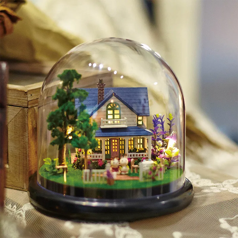 DIY Dollhouse Rotate Music Box Miniature Assemble Kits Doll House Doll Houses Casa Toys Miniature DIY Dollhouse With Furnitures