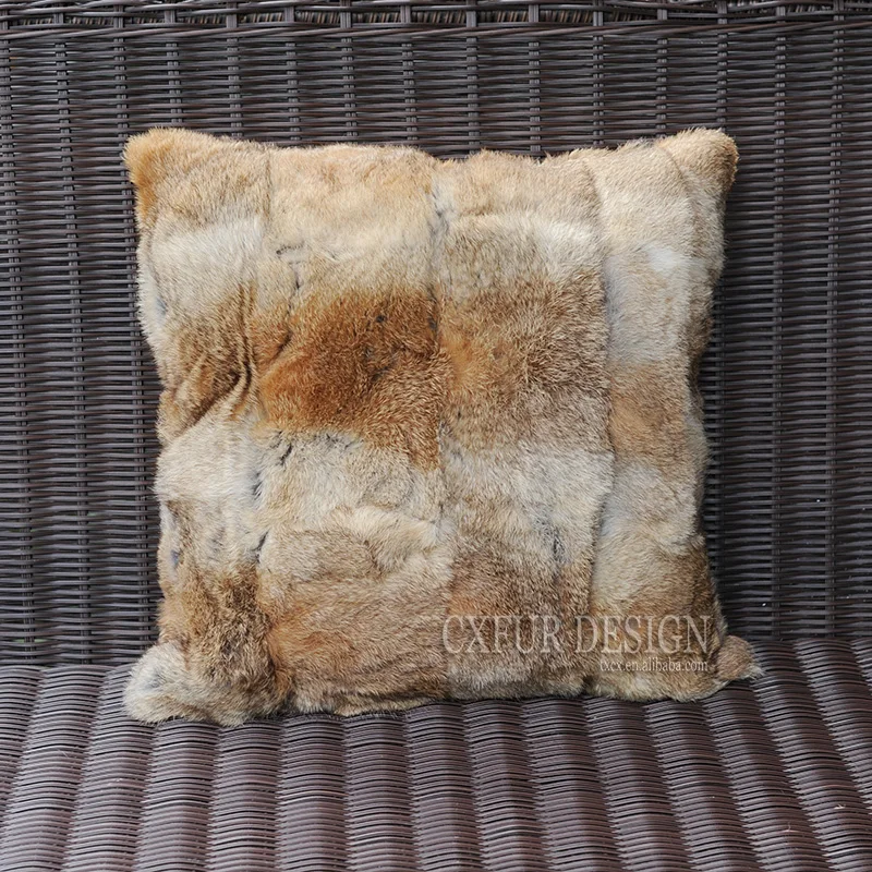 

CX-D-14 New Real Genuine Rabbit Fur Pillowcase Decor Seat Fur Cushion