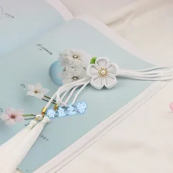 Obi-cinturón redondo delgado para niños, faja de Cintura de Obijime, ajuste para Kimono tradicional japonés, disfraz de Yukata, borla roja y rosa, HW011-01