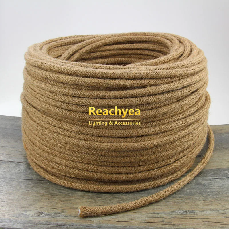 2 Core 3 Core Vintage Hemp Rope Fabric Cord Retro Linen  Braided Flexible Cable Electrical Wire for DIY Light Design