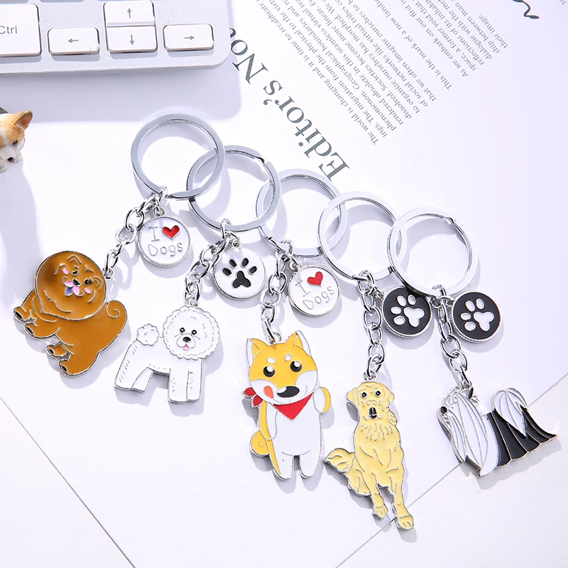 NEW Pet Dog  Pendants car Keyring Tag key Jewelry Women Keychains pug dachshund Bag Charms Keyring Gifts for best friend