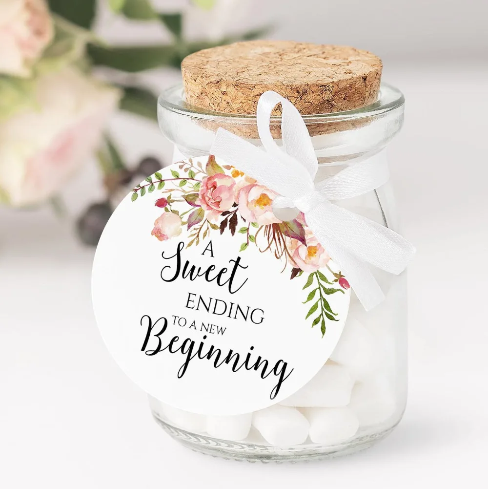 100 Pieces, Rustic Floral Personalized Wedding Tags with Hole, Candy Favors Gift Boxes, Cupcake Tags