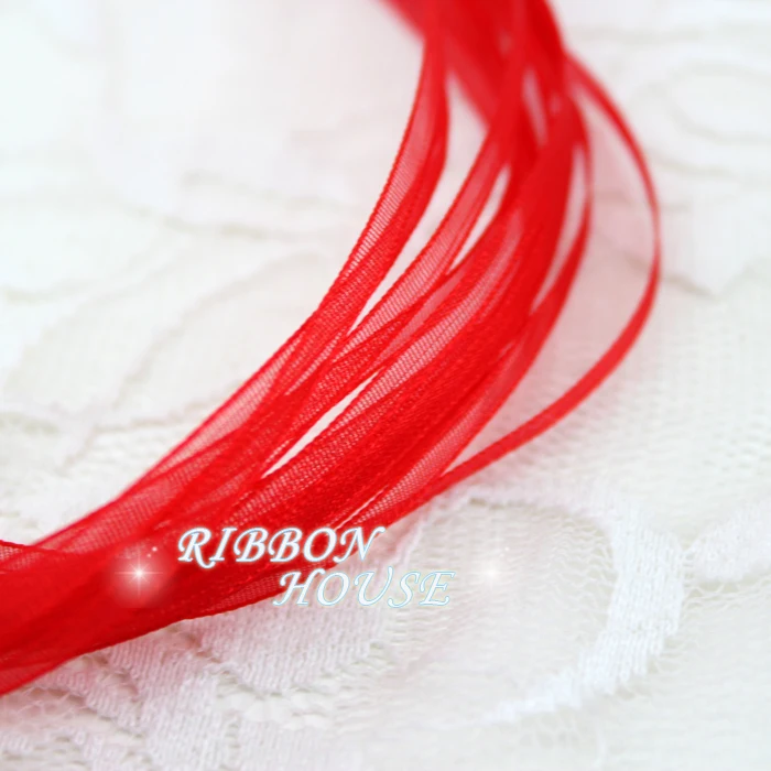 (40 meters/lot) 1/8\'\' (3mm) Red Organza ribbons Wholesale gift wrapping Christmas ribbons