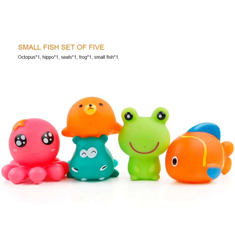 5pcs/Set Baby Bath Toys Animal Float Squeeze Sound Dabbling Rubber Water Spraying Shower Bathing Toys Gift For Kids Dropshipping