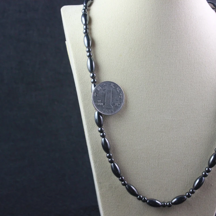 Magnetic Hematite oval beads Necklace Beaded Health Necklace Gift for Men and Women 6x12mm