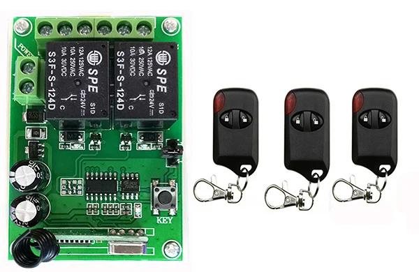 DC24V 2CH Wireless Remote Control Switch System Receiver+cat eye Transmitters for Appliances Gate Garage Door shutters/ lamp