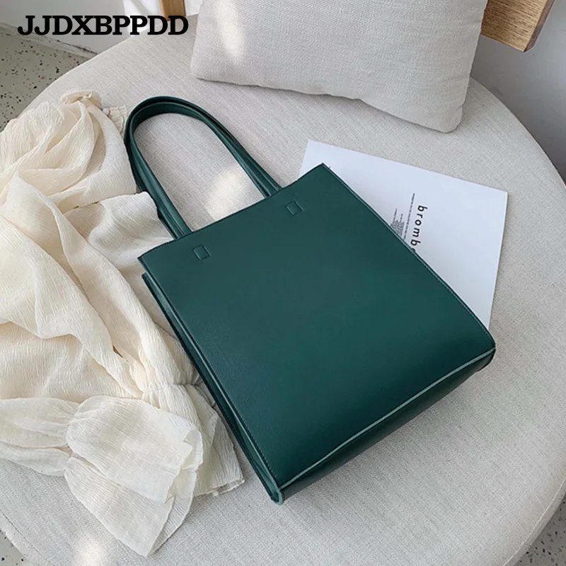 JJDXBPPDD Fashion Small Women Leather Casual Tote Bag Handbag Solid Shoulder Bag Messenger Green Black Pink