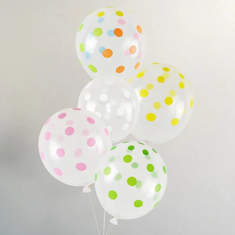 10pcs 12inch Latex Transparent Balloons Polka Dot Colored Wedding Birthday Party Balloons Decoration Globos Air Balls Baloons