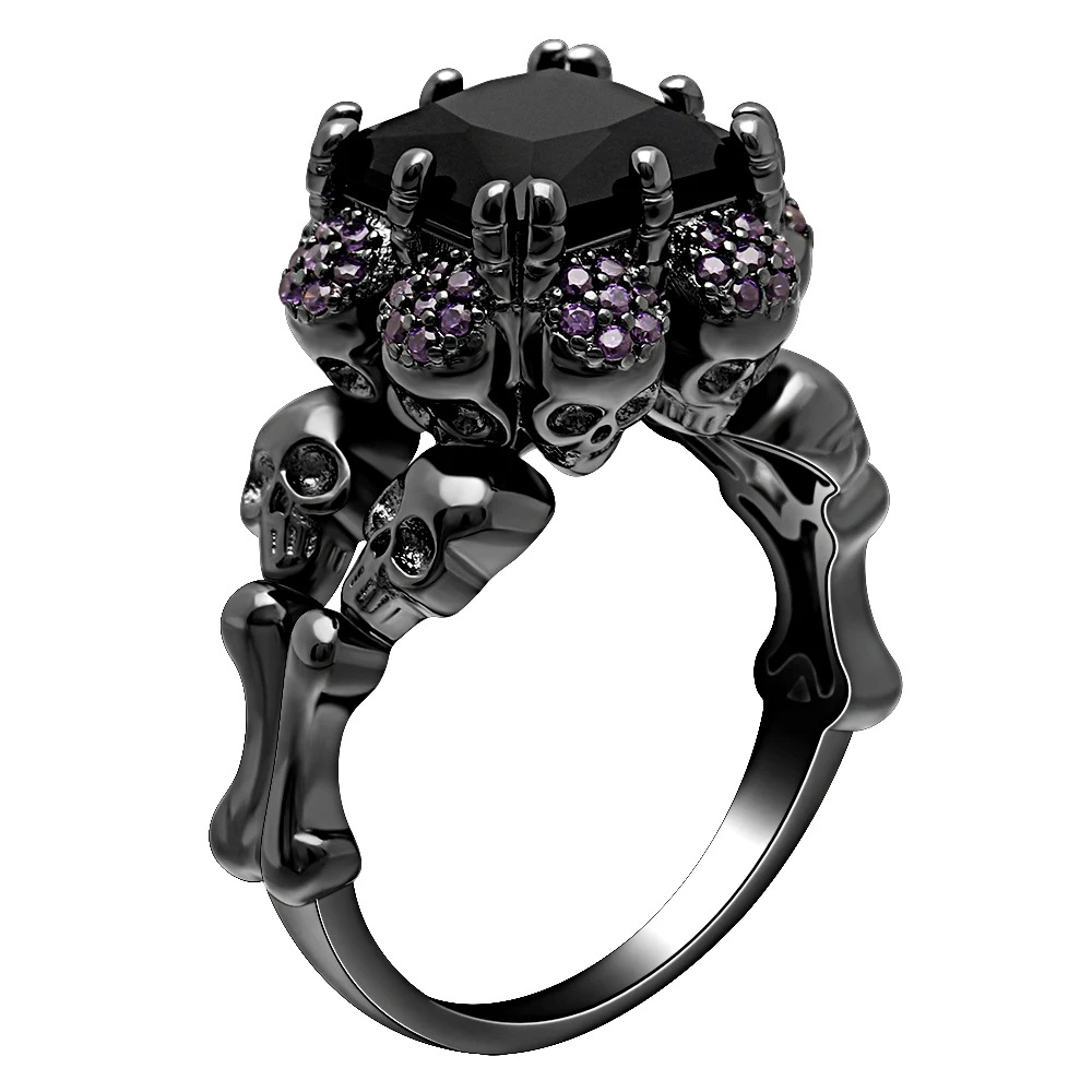 Hainon 2024 Stylish Skull Ring for Biker Punk, Engagements, and Gifts, with Cubic Zirconia Oxide Stone