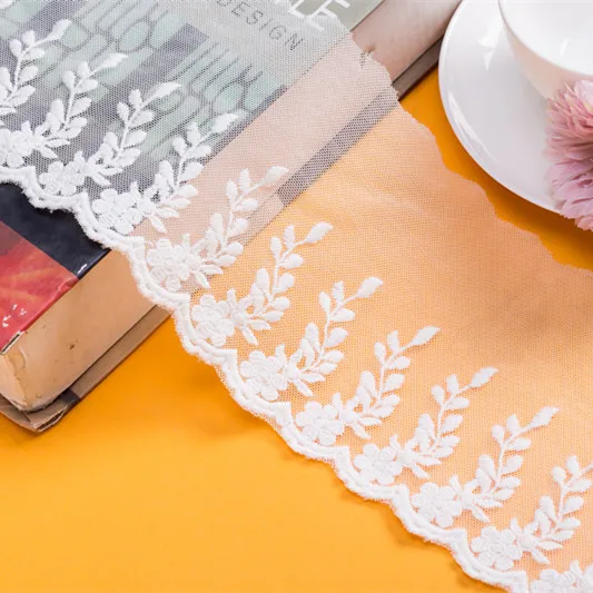 5Yds/lot 11cm wide white artificial silk screen embroidery lace DIY handmade bed curtain sewing lace accessories AC498