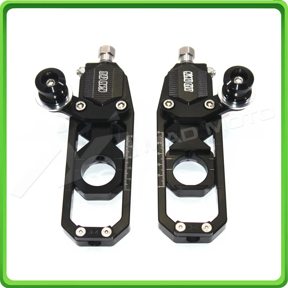 Motorcycle Chain Tensioner Adjuster with paddock bobbins kit for Suzuki GSXR1000 GSXR 1000 GSX-R1000 2007 2008 07 08 Black