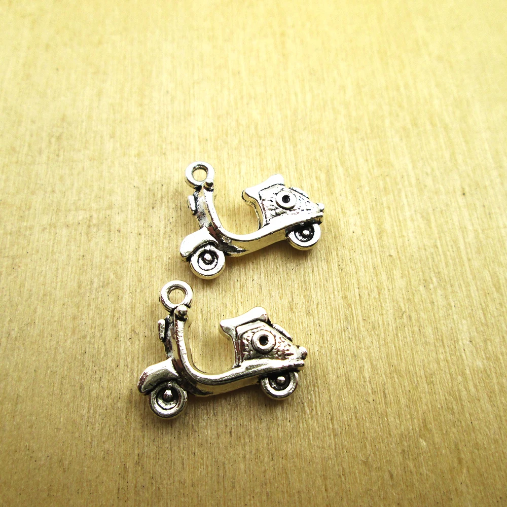 

15pcs-- 19x15mm Scooter Charm Motorbike Vespa Moped Motorcycle pendants charmDIY necklace/ bracelets charms antique silver tone