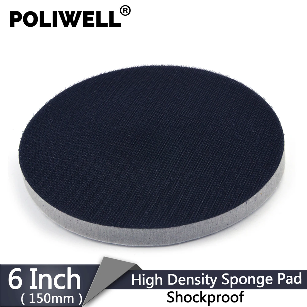 POLIWELL 6 Inch 150mm High Density Sponge Interface Pad Hard Hook & Loop Damping Sanding Pad Protection Power Tools Parts