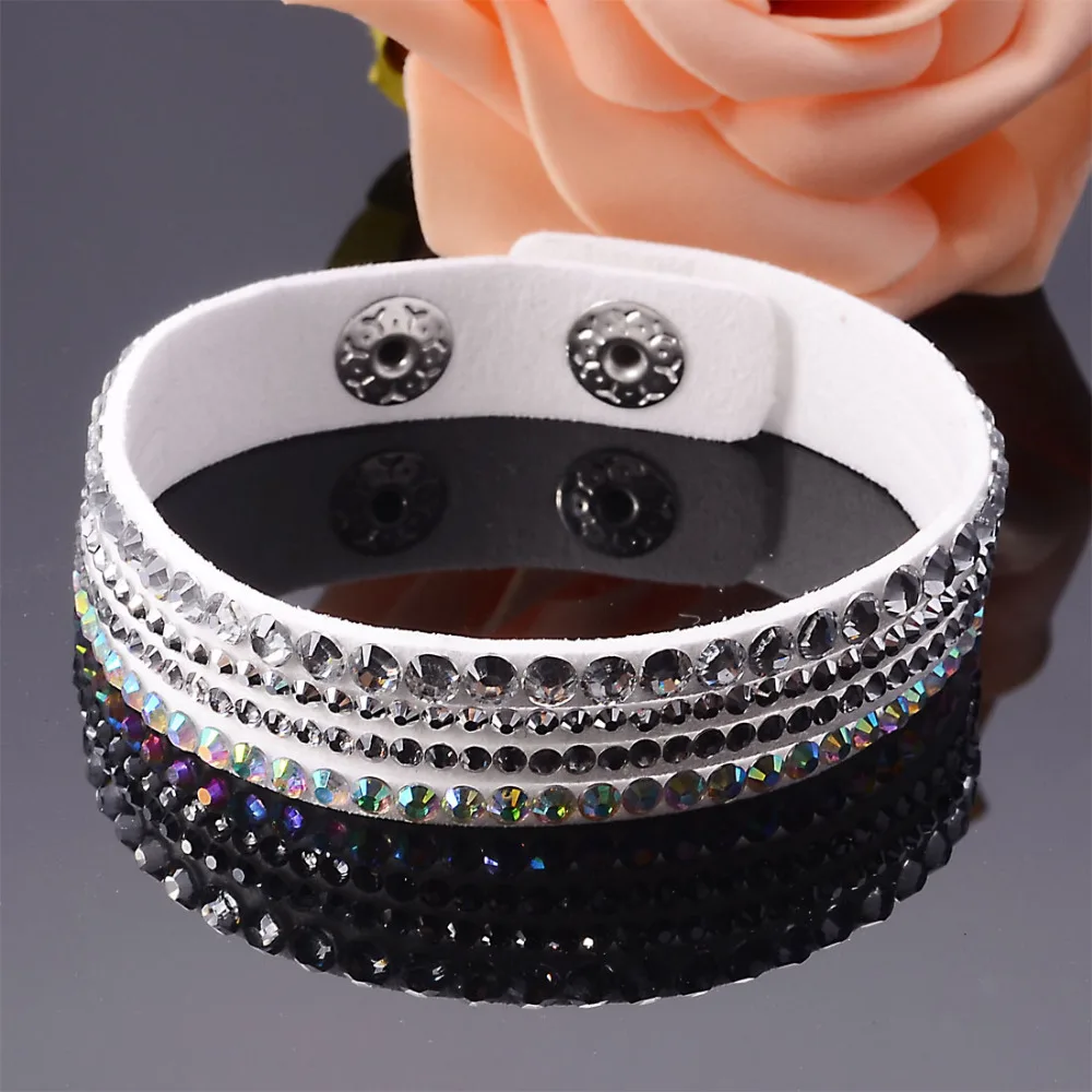 Miasol Multiple Straps Rhinestone Bling Crystal Women Girls Adjustable Bracelets