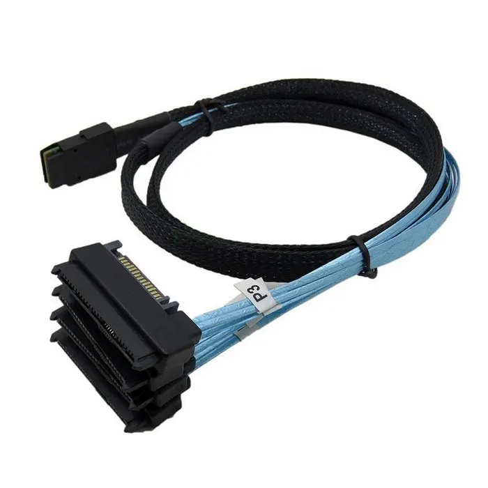Mini hôte SFF-8087 SAS interne à 36 broches vers disque dur SAS cible 4 SFF-8482 et câble d'alimentation SATA 100cm 1m 3ft
