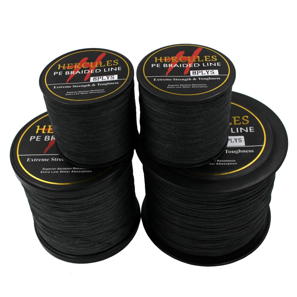 Hercules Braided Fishing Line Sea Saltwater Fishing 8 Strands Black 100M 300M 500M 1000M 1500M 2000M 100% PE Super Strong Cord
