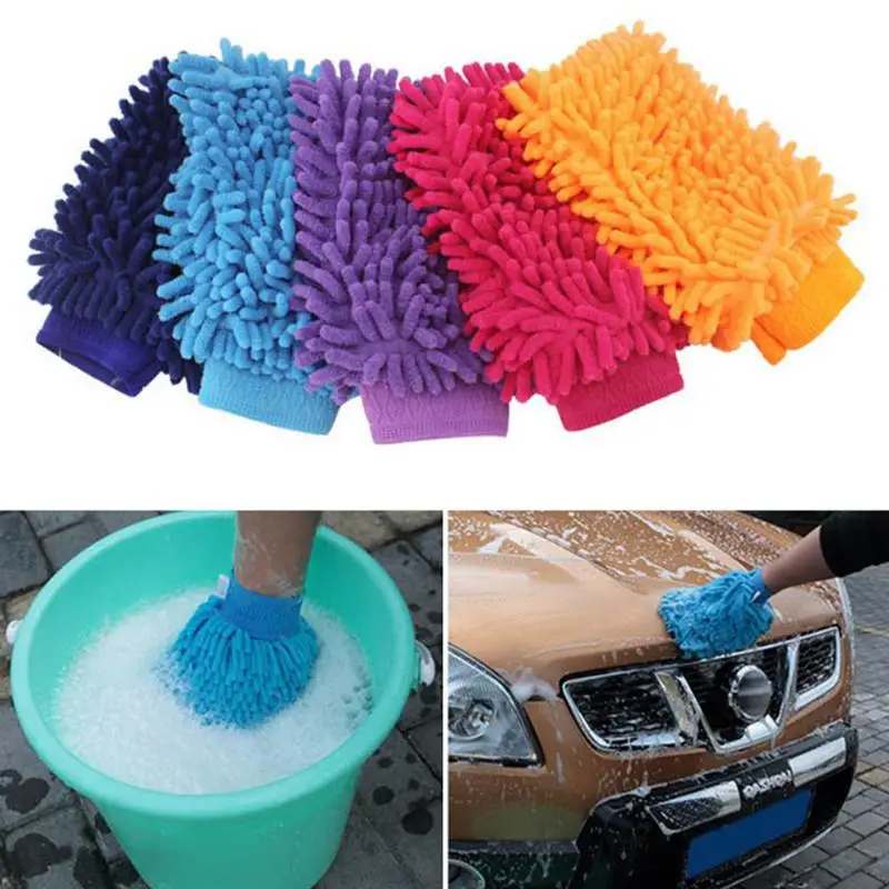 Ultrafine Fiber Chenille Anthozoan Car Wash Gloves Brushes Microfiber Car Motorcycle Washer Car Care Cleaning Brushes Promotion