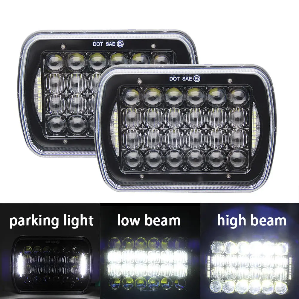 

5*7 Inch 72w LED Headlights Hi-Lo Beam with DRL for Jeep Cherokee XJ YJ GMC LED6472 Lantsun One pair