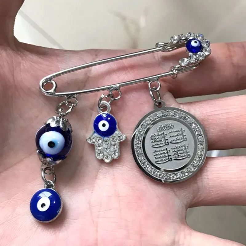 islam four Qul suras hamsa hand of fatima Turkish evil eye little brooch  baby pin