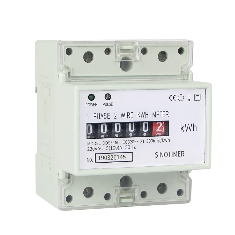 Factory Price 5(100)A 230VAC 50/60Hz Single Phase Energy Counter Meter Analog Electric Wattmeter Household Electric Din Rail