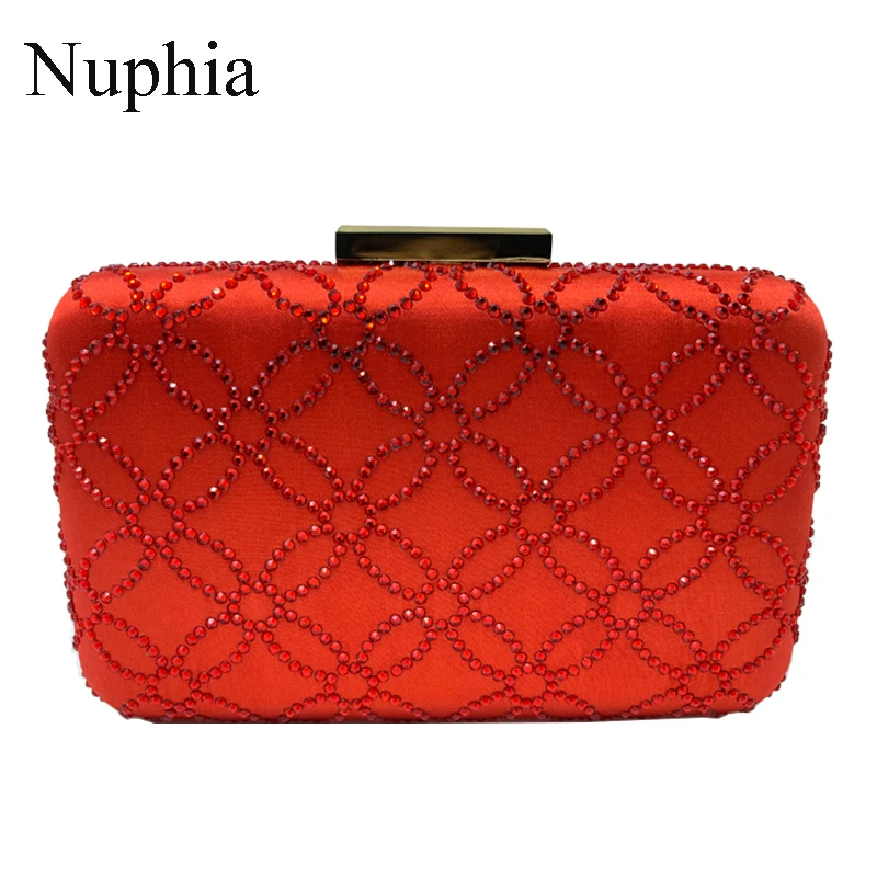 

Nuphia New Large size Women Crystal Party Clutches Evening Bags with Shoulder Chains Red Pink Blue Black Yellow