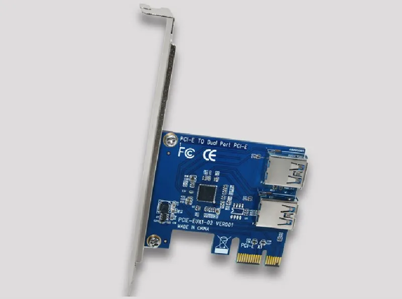 Tarjeta de expansión PCIE Express con 2 puertos USB 3,0, adaptador de controlador HUB, 5 Gb/s, tarjetas elevadoras para minería