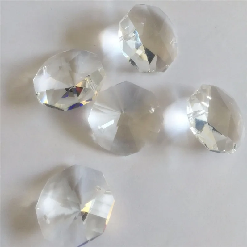 

400pcs/lot Clear 26mm Crystal Octagon Bead For Chandelier Prism Parts 2 holes Gurtain Garland Home Wedding Lighting Decorataion