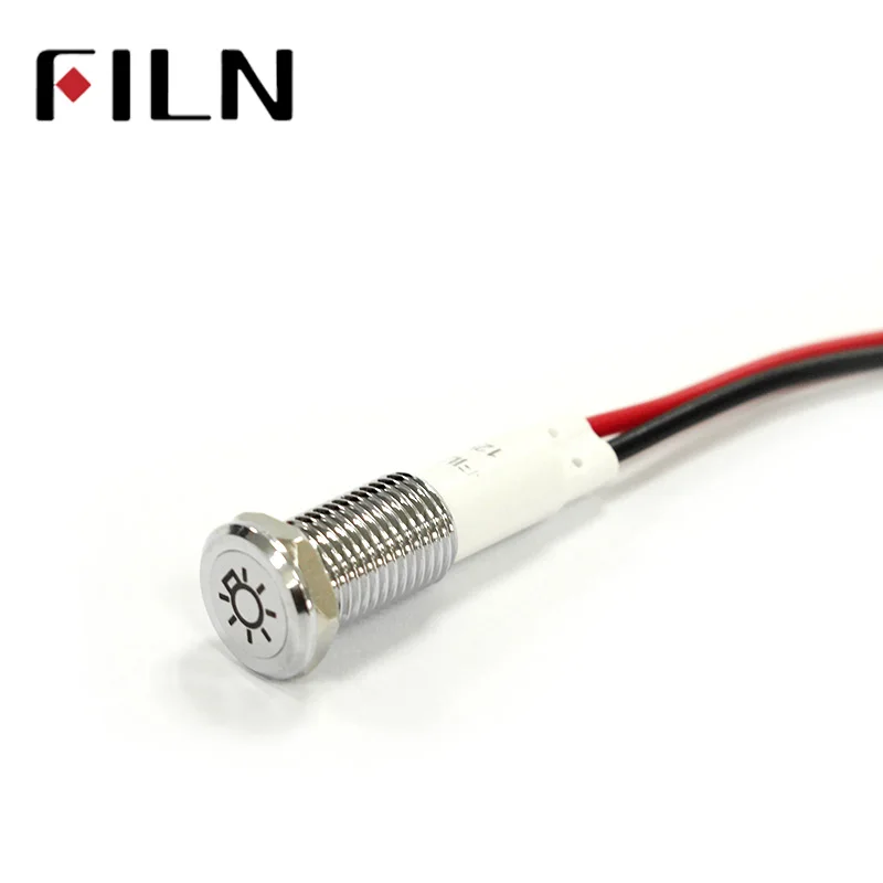 Filn lâmpada led de 10mm 50 peças, painel de luz de aviso led 12v para carro barco instrumento de luz piloto com símbolo