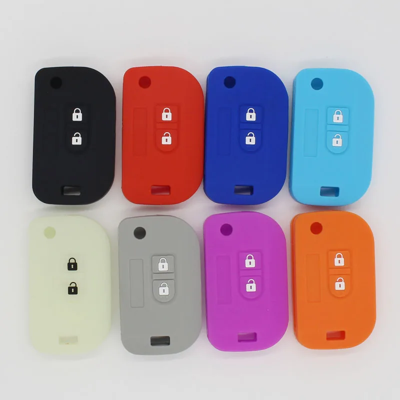 2 Button Silicone car Cover Flip Folding Key Shell Protector For Nissan Micra K12 Note Navara Qashqai PATHFINDER Keyless