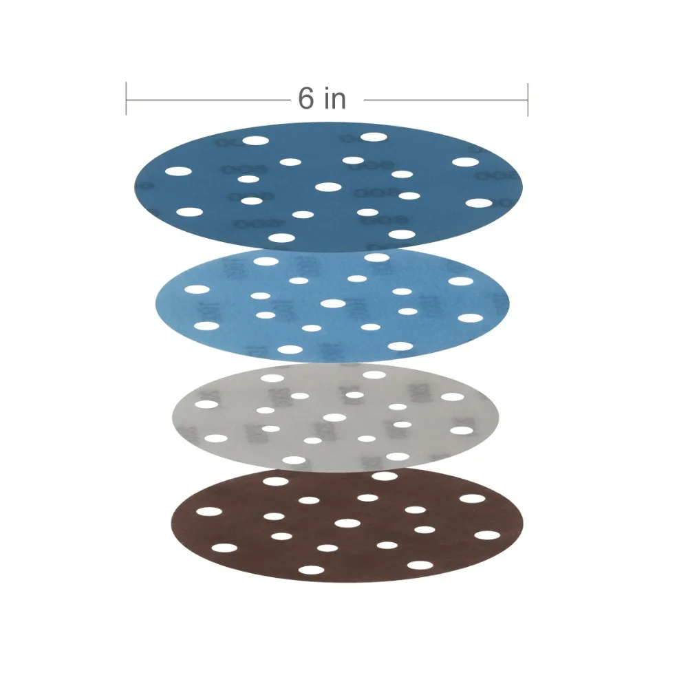 45PCS 6 Inch 150mm 17 Lỗ Mềm Phim Chà Nhám Đĩa Giấy Nhám 600 đến 5000 Xay cho Ướt/khô Sơn Ô Tô Chà Nhám