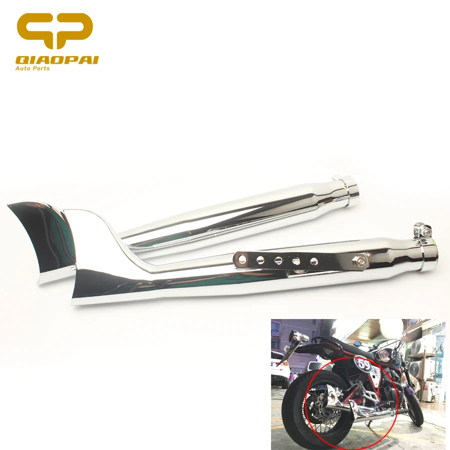 

Fish Tail Motorcycle Exhaust Chrome DB Killer Muffler 21" Escape Moto Left Right for Vintage Silencer Harley-Davidson Scooter