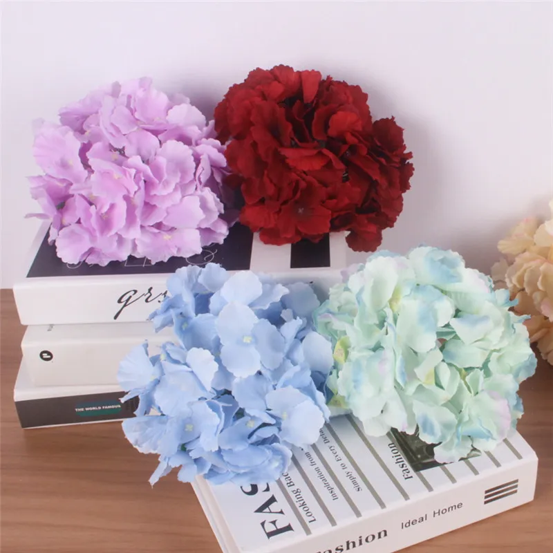 15PCS/Lot 18CM 54 Petals Big Hydrangea Floral Heads Artificial Flowers Home DIY Wedding Garden Decoration Fake Floers Wall Party