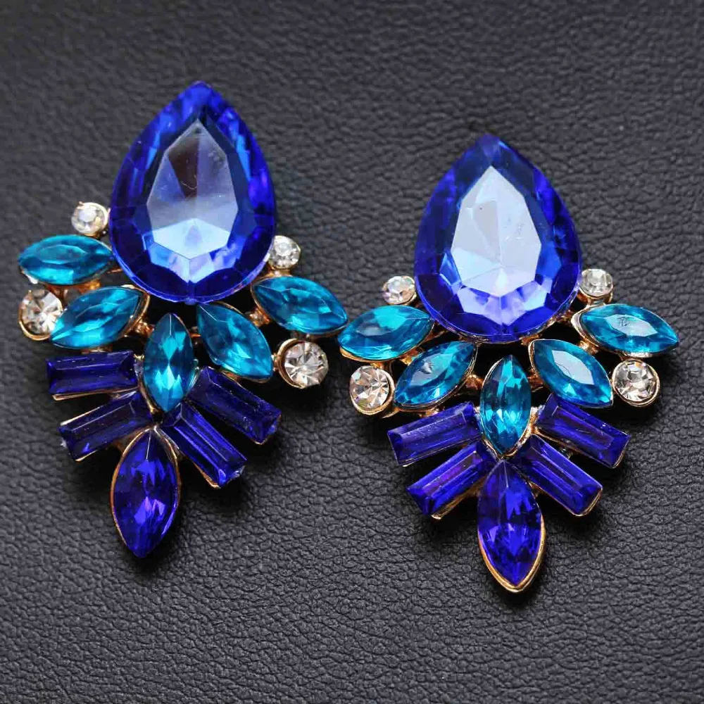 NEW Women Fashion Jewelry Style Blue/Black/Pink Earrings Handmade Rhinestone sweet stud crystal Dangle earrings for women girl