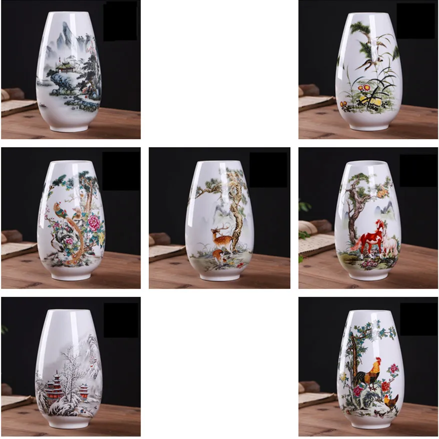 Jingdezhen Vintage Ceramic Flower Vase Chinese Traditional Style Animal Vase Tabletop Crafts Home Decor Furnishing Articles Pots