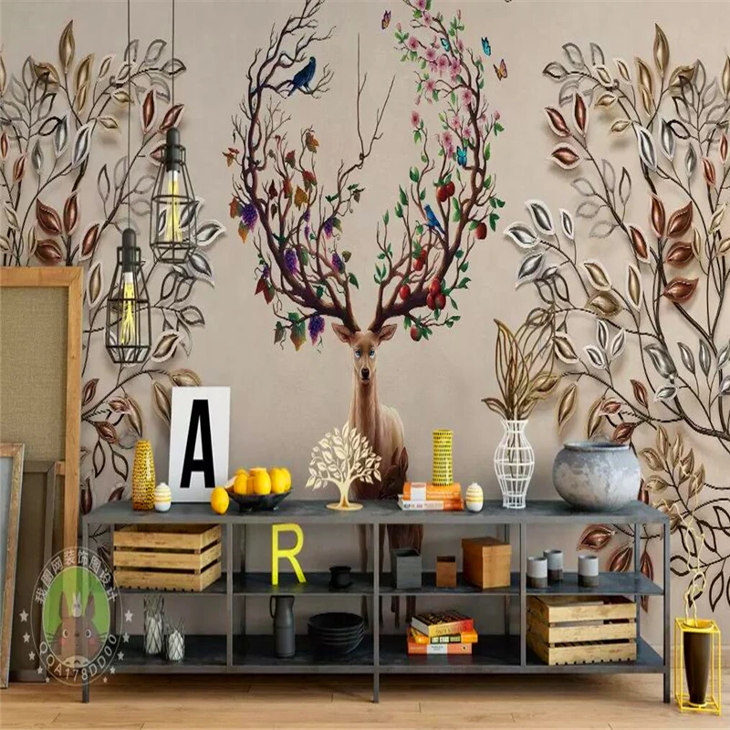 

Decorative Wallpaper Vintage Forest Elk Background Wall Paintings