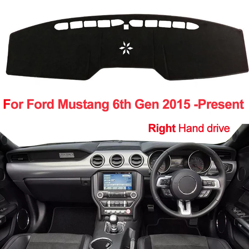 Car Auto Dashboard Cover Dashmat Pad Carpet Dash 2 Layers For Ford Mustang 6th Gen 2015 2016 2017 2018 2019 -Present RHD LHD